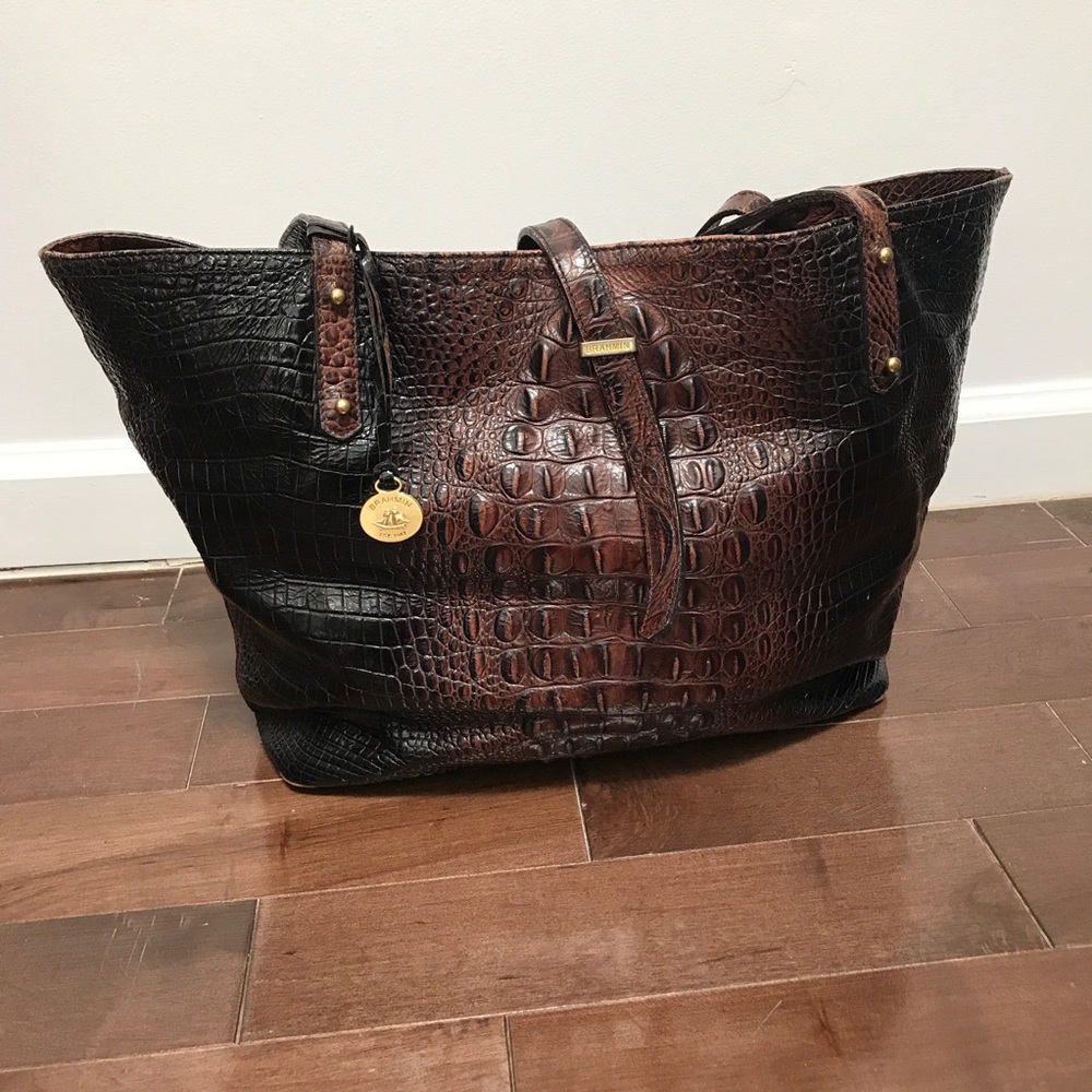 Brahmin All Day Tote Crocodile Embossed Leather